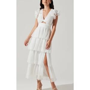 ASTR the Label NWOT - White Emporia Tiered Tulle Midi Dress - Large